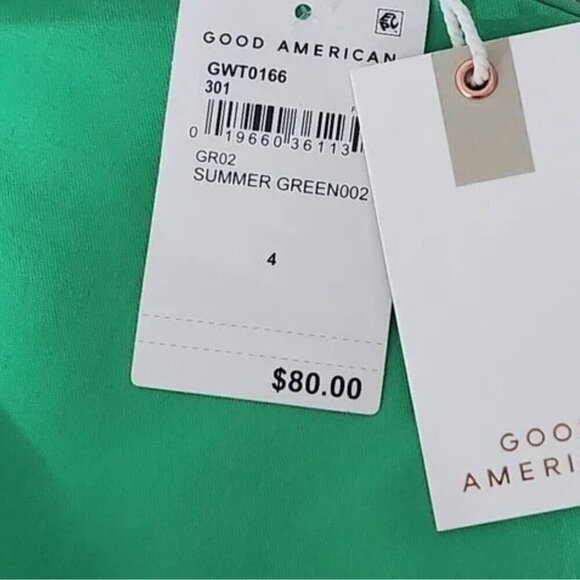 2/$50 Good American Summer Green Short Sleeve Top Size 4 | Casual & Chic Blouse - Picture 5 of 6